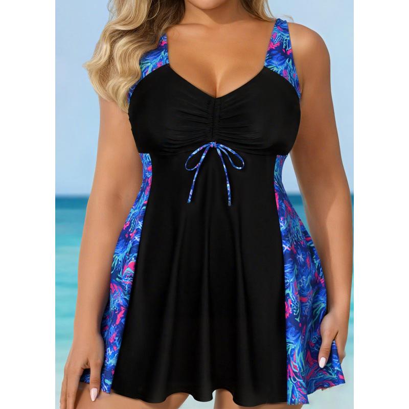 2026 Plus Size European & American Two-Piece Bikini Set with Skirted Bottoms for Women
