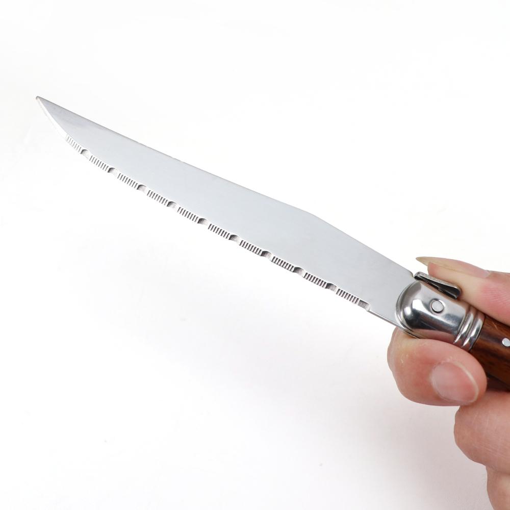 4/6Pcs Steak Knives Set Tableware Stainless Steel ABS Wood Grain Handle Dinner Knife Fork Spoon Dishwasher Flatware