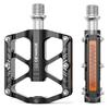 GEWAGE Bicycle Pedals Compact Lightweight 3 Bearing Flat Pedals with Reflector High Durability Aluminum Anti-Slip (F222) (Black)