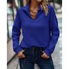 Women's Casual Knitted Zipper Sweater, Long-sleeved V-neck Loose Pullover, Pure Color, Suitable for Wearing In Spring and Autumn, Regular Hem