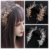 Handmade Crystal Headpiece Zinc Zinc Alloy Leaf Rhinestone Head Chain Retro Women Hair Jewelry  Prom