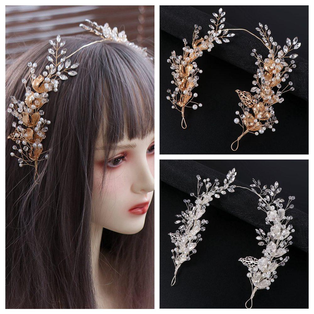 Handmade Crystal Headpiece Zinc Zinc Alloy Leaf Rhinestone Head Chain Retro Women Hair Jewelry  Prom