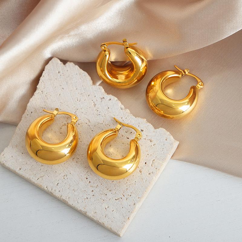 Francuskie Retro Metalowe Tytanowa Stal Nieblaknące Nausznice - Eleganckie, Lekkie Kolczyki dla Kobiet.