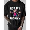 Men's Funny Monkey & "Not My Problem" Graphic T-Shirt - Casual Round Neck Short Sleeve Tee with Humorous Monkey Print, Medium Stretch All-Season