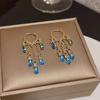 Super Flash Temperament Crystal Water Drop Earrings Women's Personality Ear Buckle Fashion Niche Design Sense Internet Celebrity Long Fringed Earrings