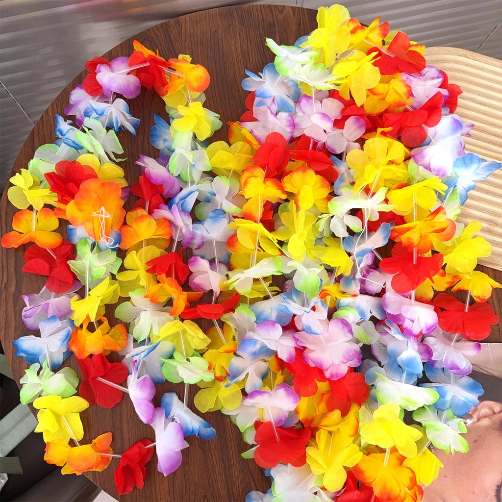 Hawaiian Flower Garland Colourful Artificial Flower Necklace Tropical Beach Pool Birthday Wedding Christmas Home Party Decor