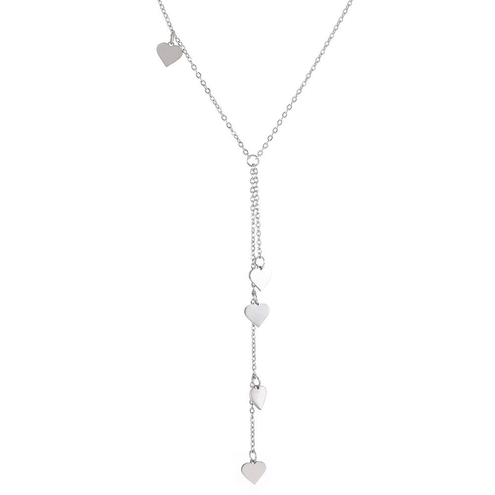 2026 Titanium Steel Love Necklace for Women Fringe Sweater Chain Adjustable Length & Width Personality Niche Fashion Jewelry Non-Fade Light Luxury