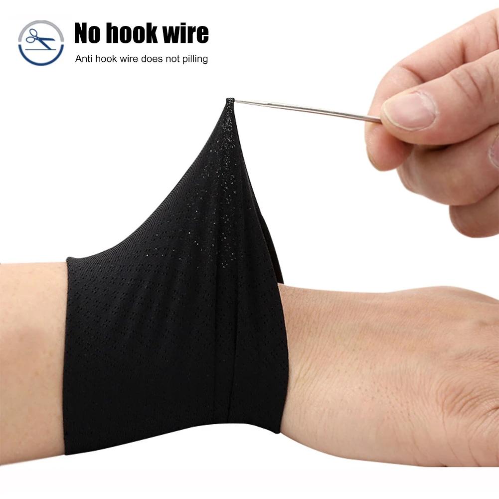 1 Pair Elastic Wristband Wrist Brace Breathable Summer Ice Silk Cooling Sweat-absorbent Sports Cycling Running Wrist Straps