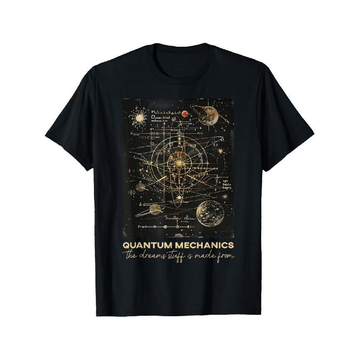 Men S Quantum Mechanics Graphic T-Shirt - Black Tee with Science Design  The Stuff Dreams Are Made Of  Nerdy Astronomy  Physics Art Regular Fit S чёрный