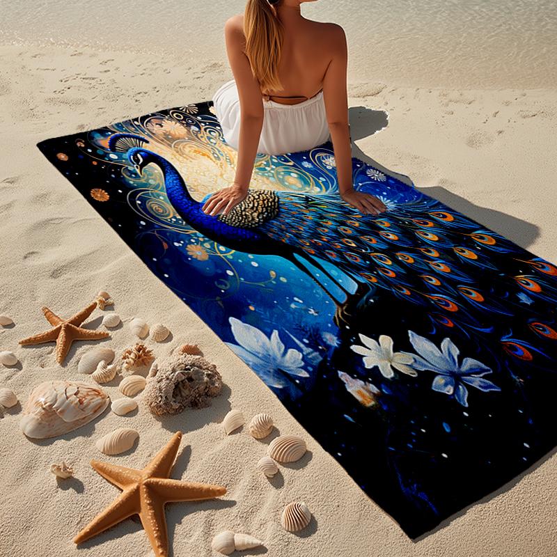 Peacock In The Rain Beach Towel, Super Soft Microfiber, Gift for Her/Him, Birthday, for Pool, Beach, Travel, Home Decor Fan gifts