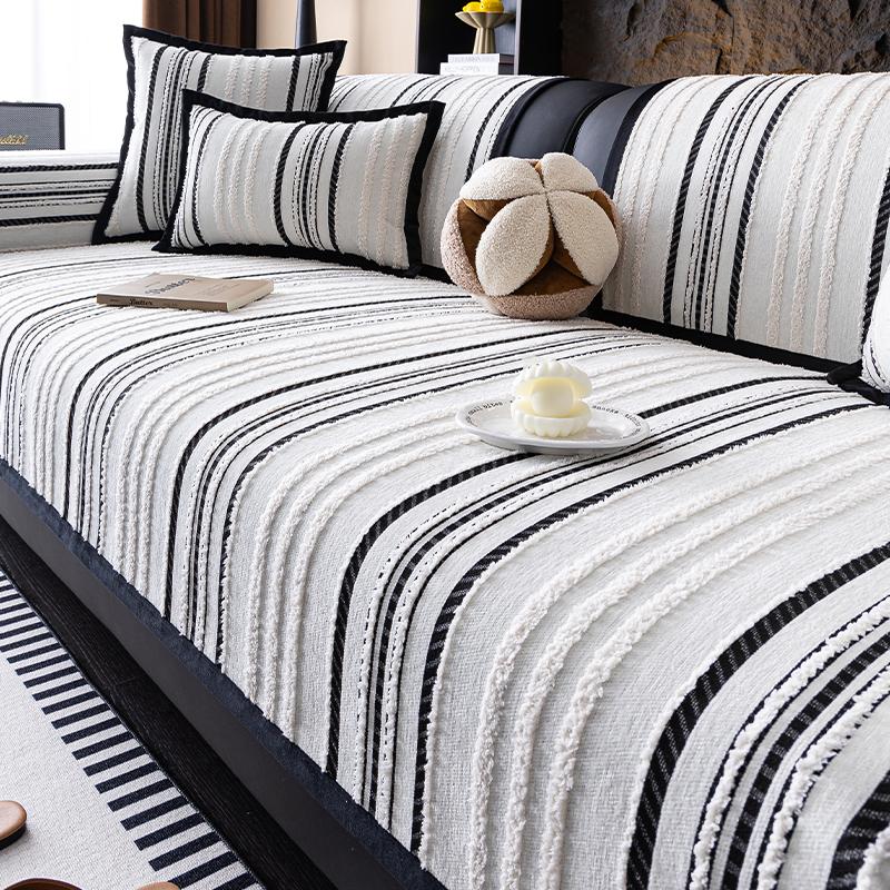 Autumn Living Room Non-slip Striped Sofa Cushion Couch Sofa Covers Mat Chenille Slipcover Funda Sofa Mat