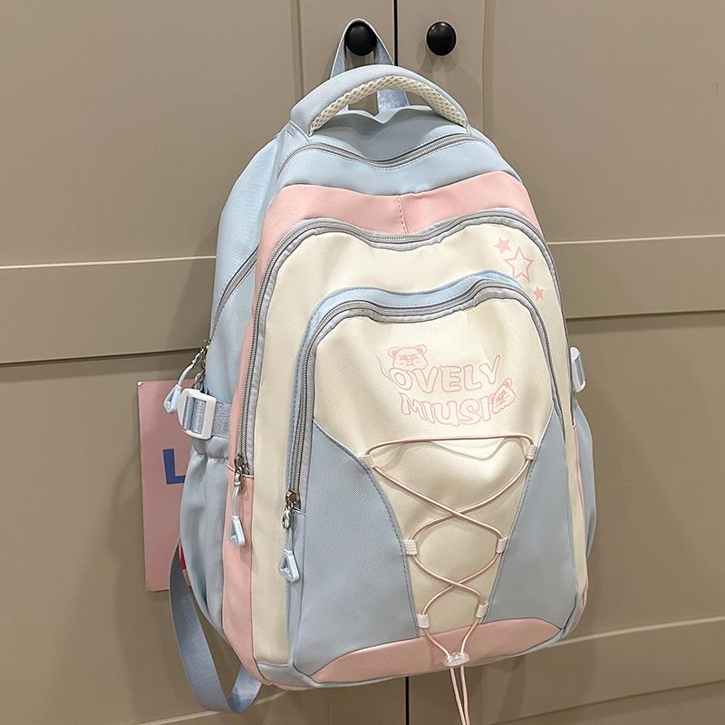 Children's Schoolbag, Primary School Students, Girls, Junior High School Students, Girls Splicing, High-value Dirt-resistant Backpack