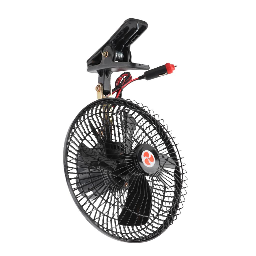8in Car Cooling Fan Cigar Lighter Powered Black Quiet Metal Clip On Fan for Car Truck SUV RV Boat Bus DC24V