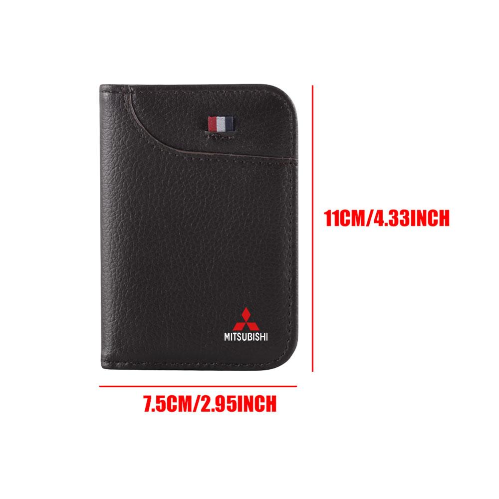 Car Emblem Soft Wallet Leather Mini Credit Card Purse Portable Wallet For Mitsubishi Ralliart Lancer Outlander Competition Colt