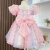 DIY 3D Embroidered Butterfly Mesh Fabric Rainbow Gradient Handmade Tulle Dress Sewing Fabric for Stage Costume