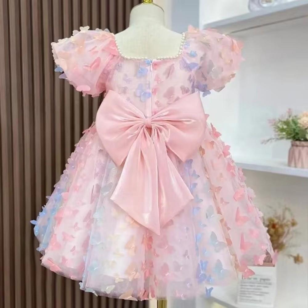 DIY 3D Embroidered Butterfly Mesh Fabric Rainbow Gradient Handmade Tulle Dress Sewing Fabric for Stage Costume