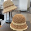 Retro woven hat women's spring and autumn breathable hollow face small knitted bucket hat sunshade bucket hat tide