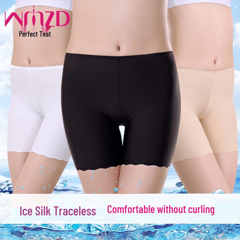 Shorts de Segurança de Verão Sem Costura de Seda Gelo Tamanho Plus para Mulheres