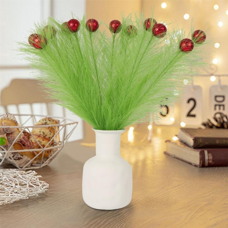 Faux Pampas Grass Decor,Artificial Pampas Grass Fluffies Home Decor,Pompous Grass Flower Arrangement Home Wedding Decor