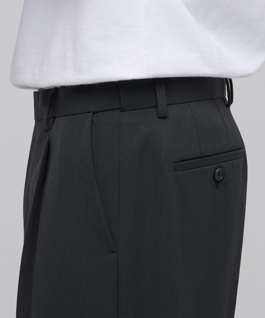 MUSINSA STANDARD Loose Tapered Hidden Banding Crop Slacks [Dark Gray]