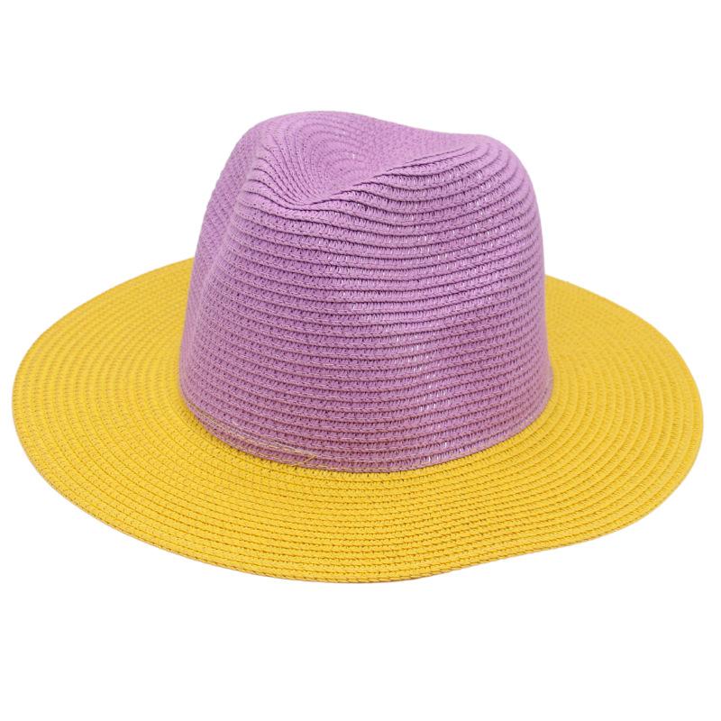 Kapelusz Słomkowy Dwukolorowy Różne Wzory na Wiosnę i Lato Casualowy Daszek Przeciwsłoneczny Kapelusz Słomkowy Panama Kapelusze Jazzowe Męskie i Damskie