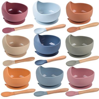 Cuencos de Silicona para Bebé con Cuchara, 2 Piezas Set de Alimentación para Bebé Cuencos con Ventosa para Niños Pequeños -Libre de BPA- Platos y Utensilios para Bebé