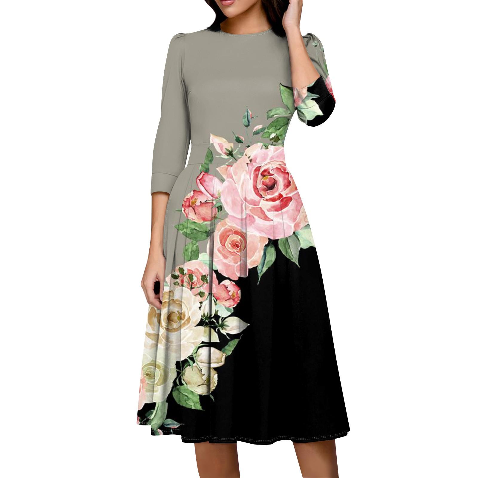 

Женское повседневное и модное платье с карманом на рукаве 3/4 и молнией сзади XXL серый