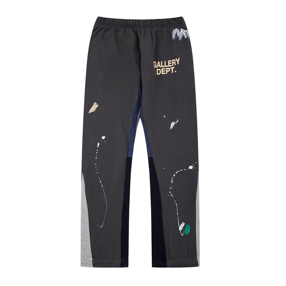 Gallery Dept Pantalon de survêtement décontracté style high street à cordon de serrage, splicing à éclaboussures d'encre peint à la main, légèrement tiré, pantalon de sport ample pour hommes et femmes