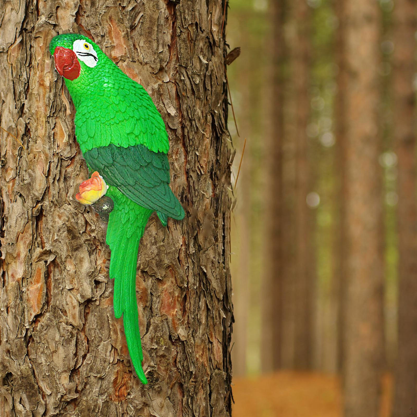 

Outdoor Parrot Figurine Bird Sculpture Tree Decor Animal Garden Statue Ornament for Right Green