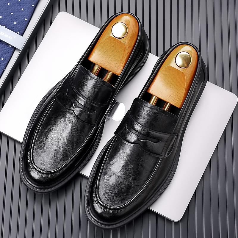 Fashion 2024 Luxury Brand Loafers Men Genuine Leather Slip-on Thick-soled Designer Leather Shoes Gentlemen's Office Formal Oxford Shoes