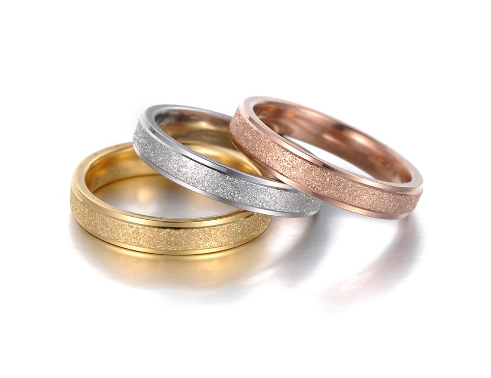 Top Quality 5mm Frosted Surface Stainless Steel Anniversary Ring Gold Color Curved Couple Wedding Rings For Women Anneau R18118