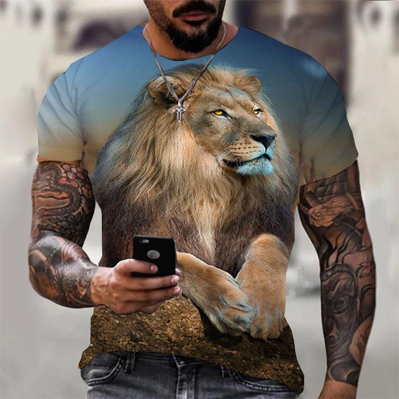 

Мужская футболка с 3D цифровым принтом тигра, с коротким рукавом, удобная, повседневная, эластичная, с круглым вырезом, мужской топ для активного отдыха 6XL