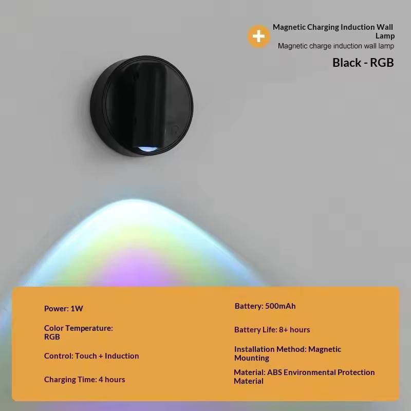 LED Light Magnetic Rechargeable Wall Light Spotlight Wireless No Punch Reading Light With Touch Switch Dimmable Bedside Lamp