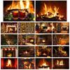 Christmas Fireplace Photography Backdrop Xmas Tree Stocking Photo Background Props for Holiday Family Portrait Studio Shoot Video Party Decor