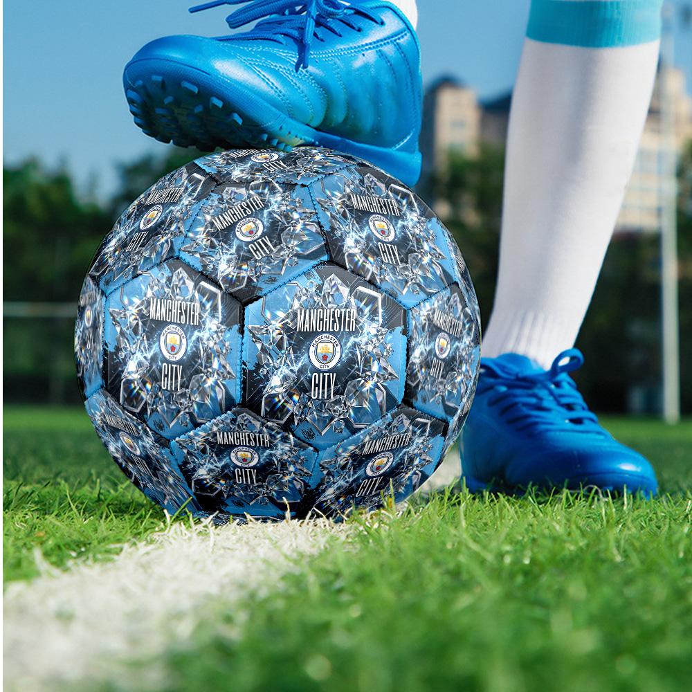 Manchester City Thema Fußballball Größe 5 Fußballball Weiche Haptik Professioneller Trainingsfußball für Outdoor-Sportarten