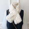 Crossed Scarf Winter Warm Furry Faux Furs Neckerchief Double Side Neck Gaiter Stylish Neck Scarf for Adult Women Student