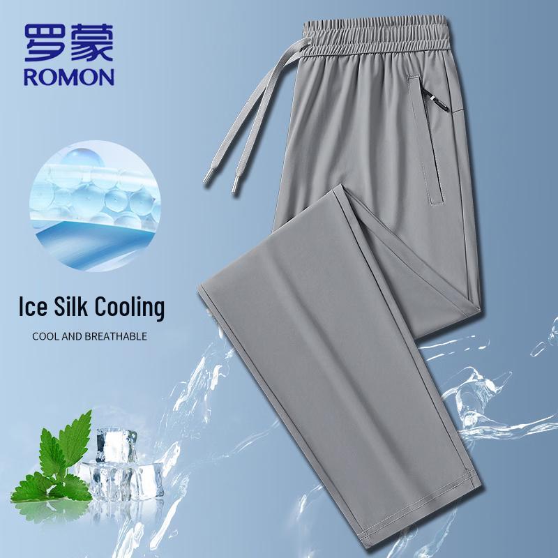 Romon Men's Ice Silk Quick-Dry Casual Trousers