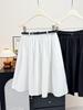 2026 Summer Arrival: High-Waisted White A-Line Midi Skirt for Petite Women, Slimming and Stylish