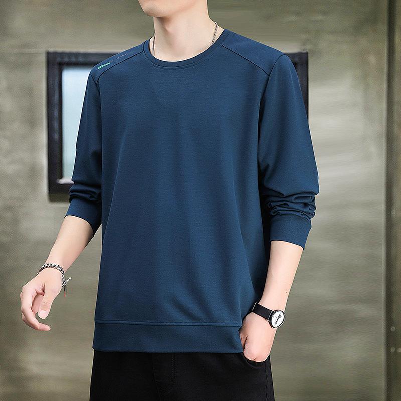 Sweatshirt Men's Versatile Sports and Casual Round Neck Base Shirt Solid Color Loose Long Sleeved T-shirt Men's Clothing