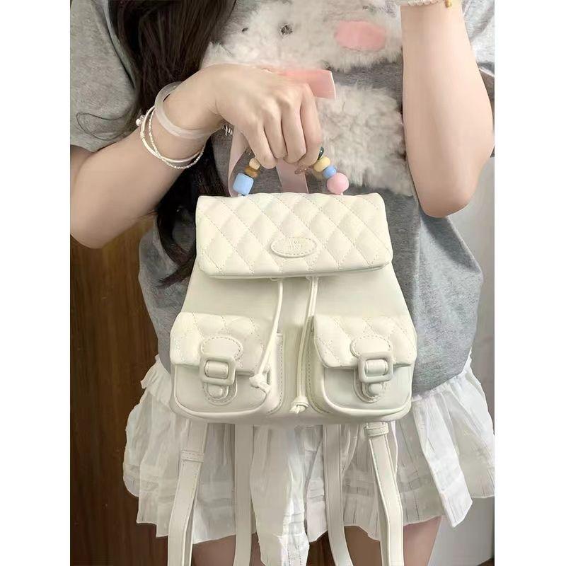 JIAERDI Sweet Cute Y2k Mochila Women Versatile Leather Lightweight Patchwork Chic Backpacks Female Retro Mini Backpack Aesthetic 20x20x12cm