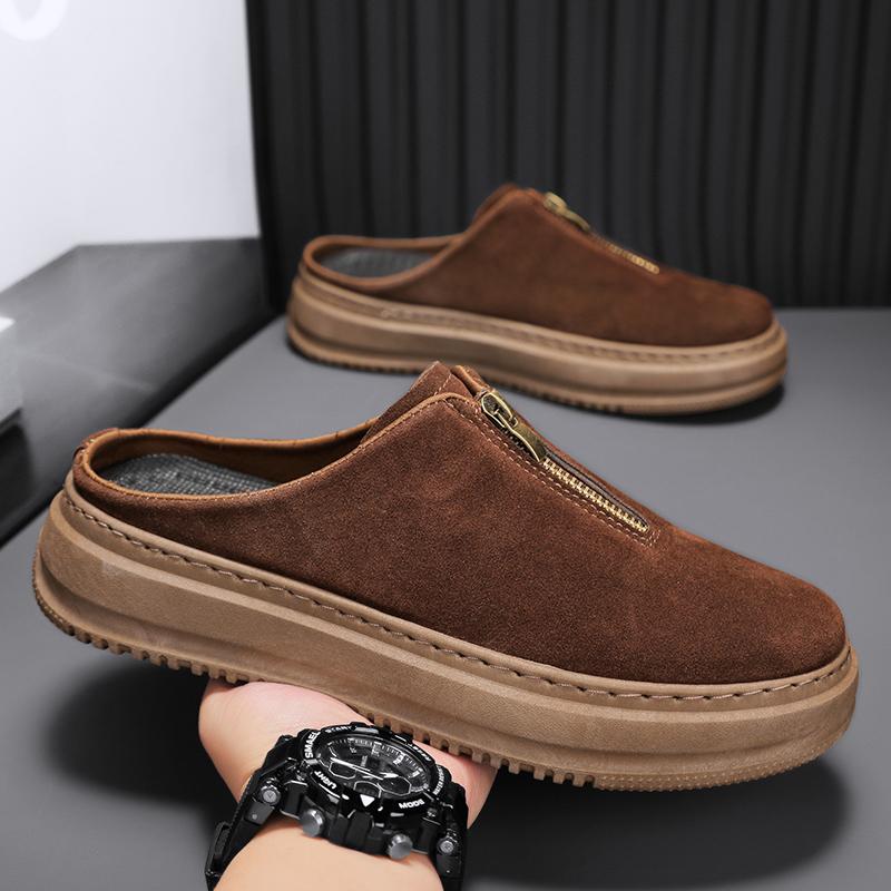 Fashion New Arrival Men's Slippers Outdoor Soft Muller Shoes Non-Slip Sole Half Drag Comfortable Male Walking Shoes Casual Lazy Flats