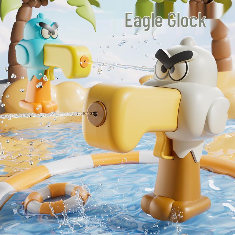 In-Stock Cartoon Eagle Water Gun: Press-Type Handheld Dual Pistols for Kids