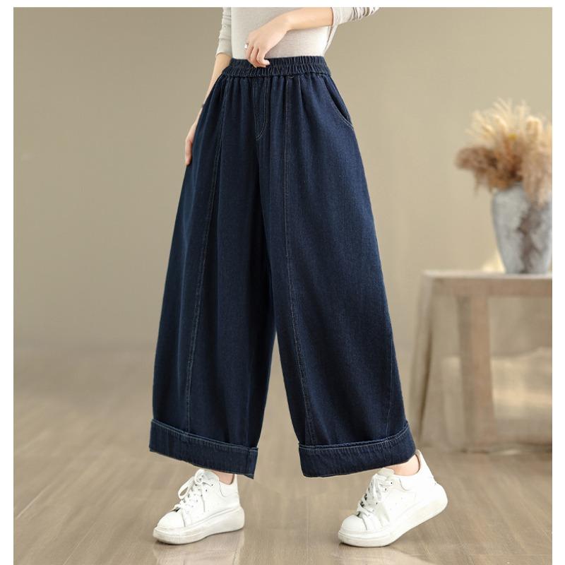 DIMANAF 2025 Plus Size Autumn Jeans New Long Pants Women Loose Denim Trousers Big Size Casual