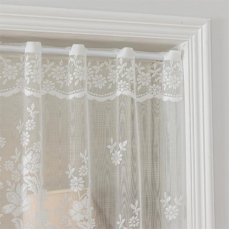 Französischer Romantischer Bestickter Kurzer Vorhang Halbvorhang für Wohnzimmer Schlafzimmer Tür Fenster Dekorativer Transparenter Vorhang 100cm Breit