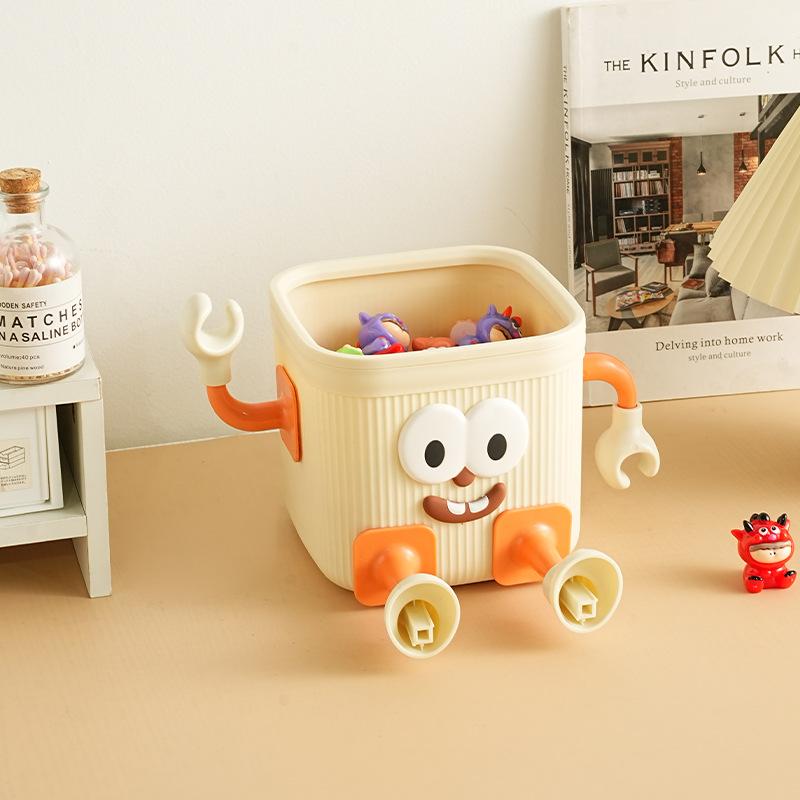 Cartoon Cute Cute Grain Desktop Household with Lid Toy Washcloth Torage Pail