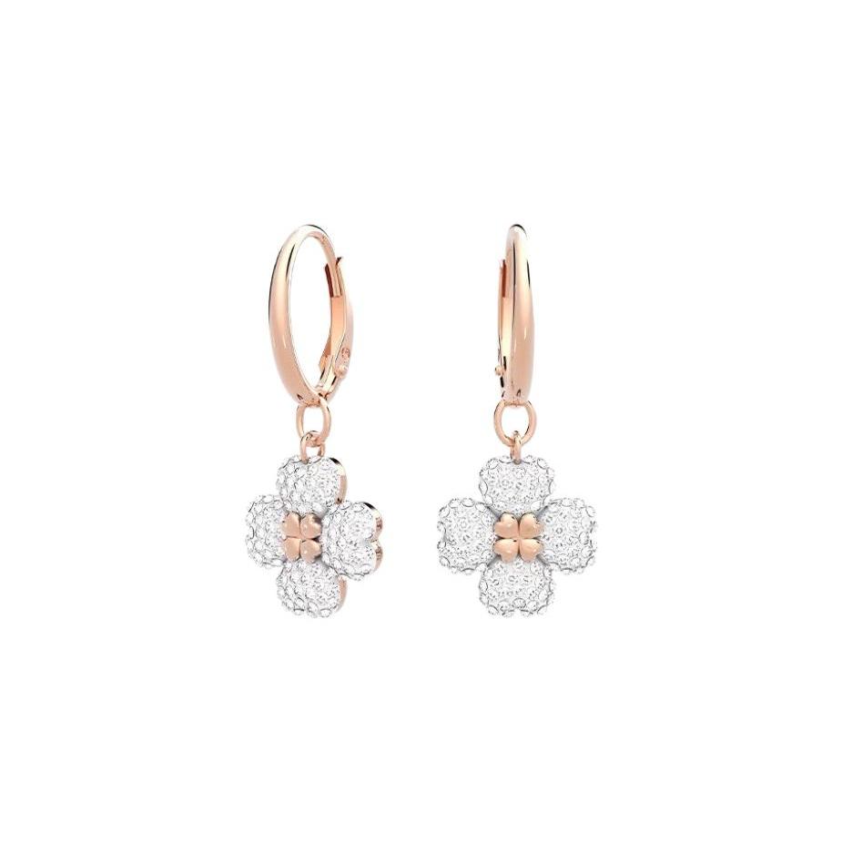 Swarovski Faux Crystal Earrings Womens Rose Gold