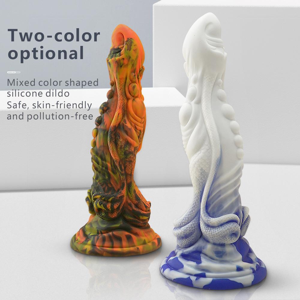 Liquid Silicone Blend Dildo Twin Viper Special Shape Penis Soft Anal Plug Female Adult Viper Special Shape