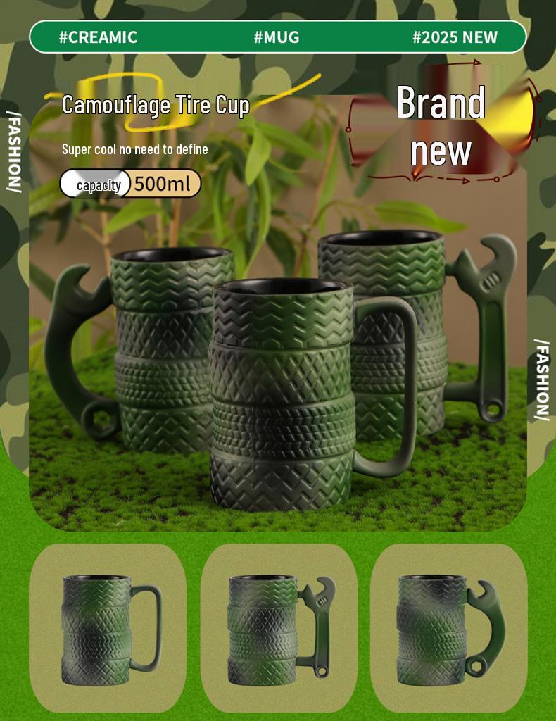 Creative Large Capacity Novelty Ceramic Tire Mug