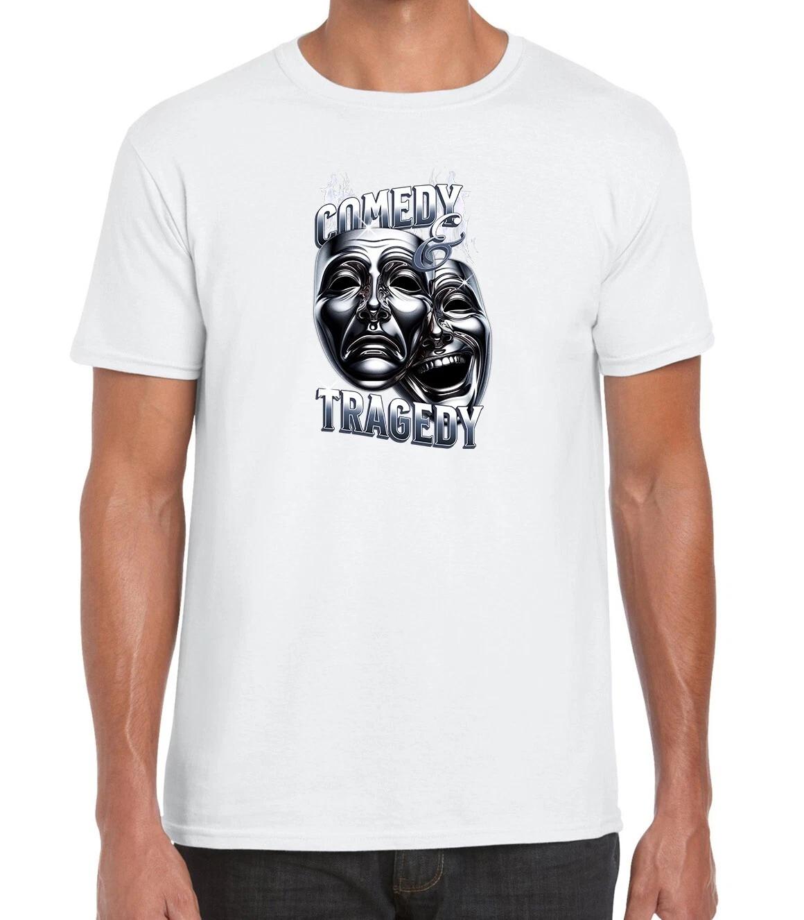 Comedy Tragedy Theater Masks Printed Cotton Unisex T-Shirt Top Tee 120