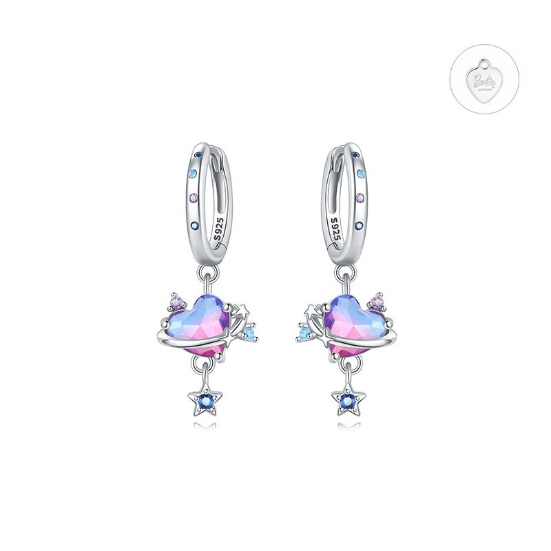 barbie Colorful Love Planet, Elegant and Original Ins Style, 925 Silver Synthetic Cubic Zirconia Earrings, Women's Style ZJYES-YS-225
